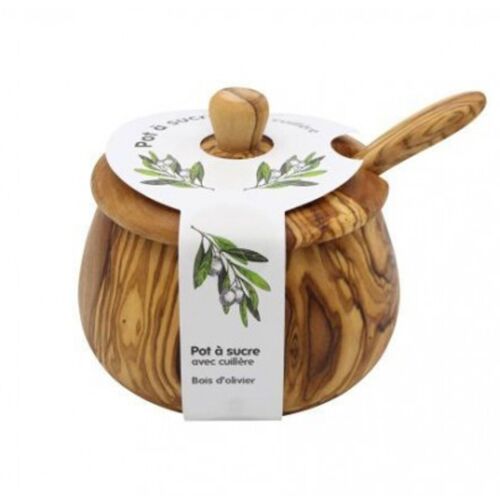 Pot à sucre avec cuillère en bois d'olivier
